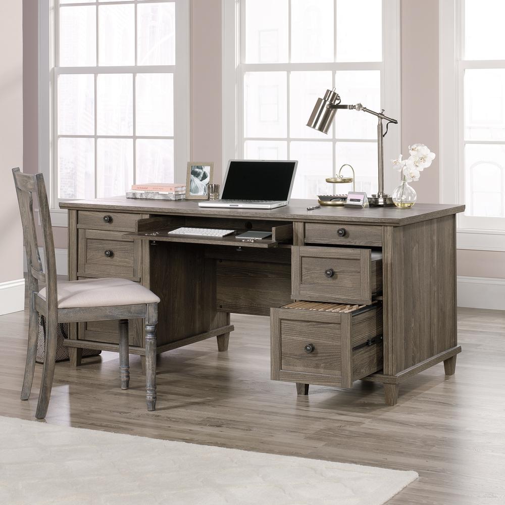 Hammond Commercial Office Executive Desk, Emery Oak finish