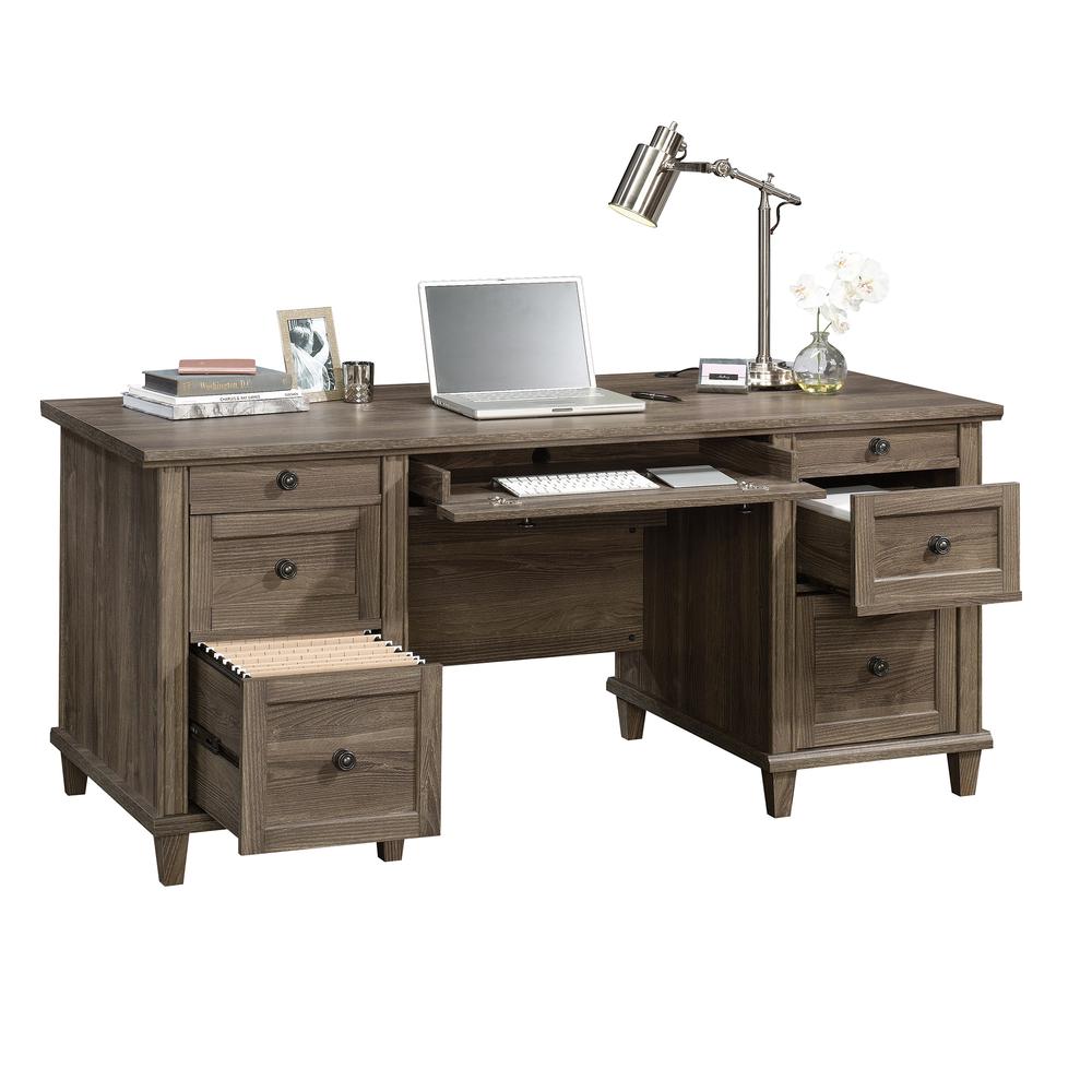 Hammond Commercial Office Executive Desk, Emery Oak finish