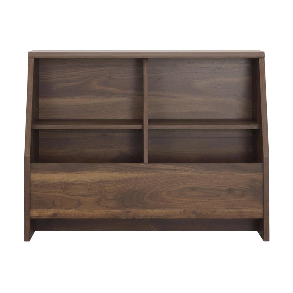 Walnut Finish Bookcase, Rectangular Shape and Bohemian, Mid-century Modern Style