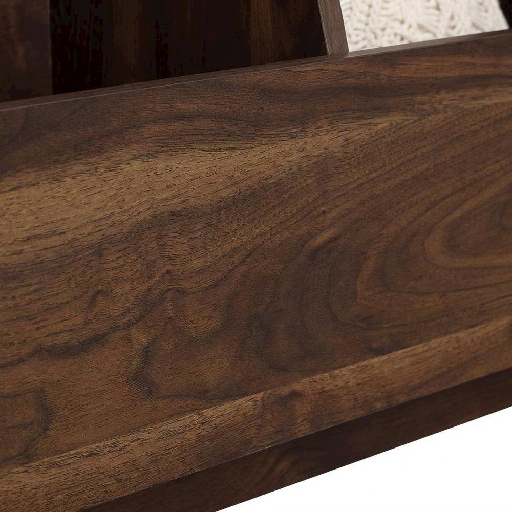 Walnut Finish Bookcase, Rectangular Shape and Bohemian, Mid-century Modern Style