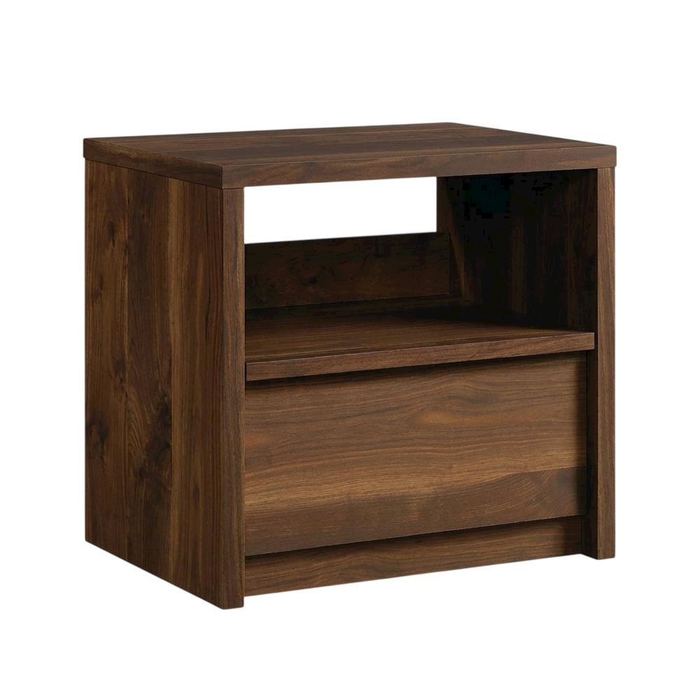 Nightstand with Walnut Finish and Mid-Century Modern Design