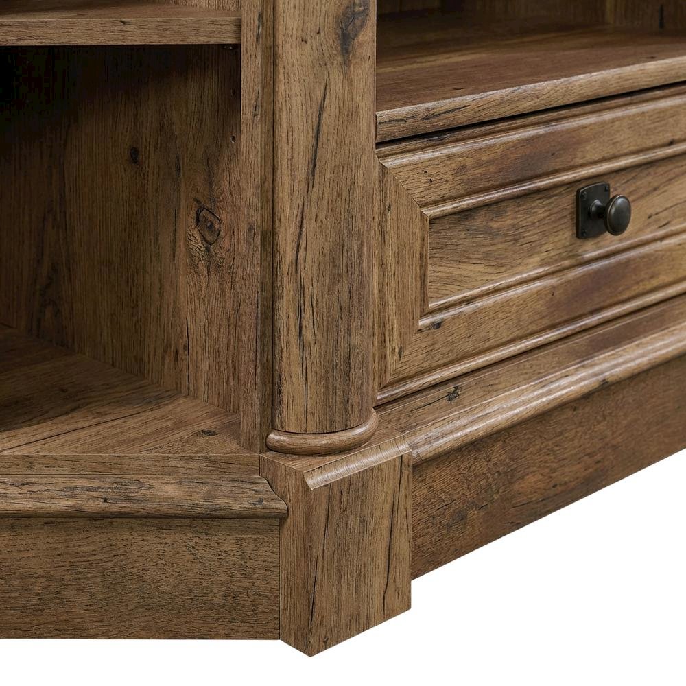 Wood Entertainment Credenza with Vintage Oak Finish for TVs up to 60 inches