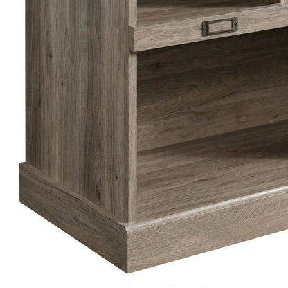 Salt oak finish bookcase with modern farmhouse and industrial style, rectangle
