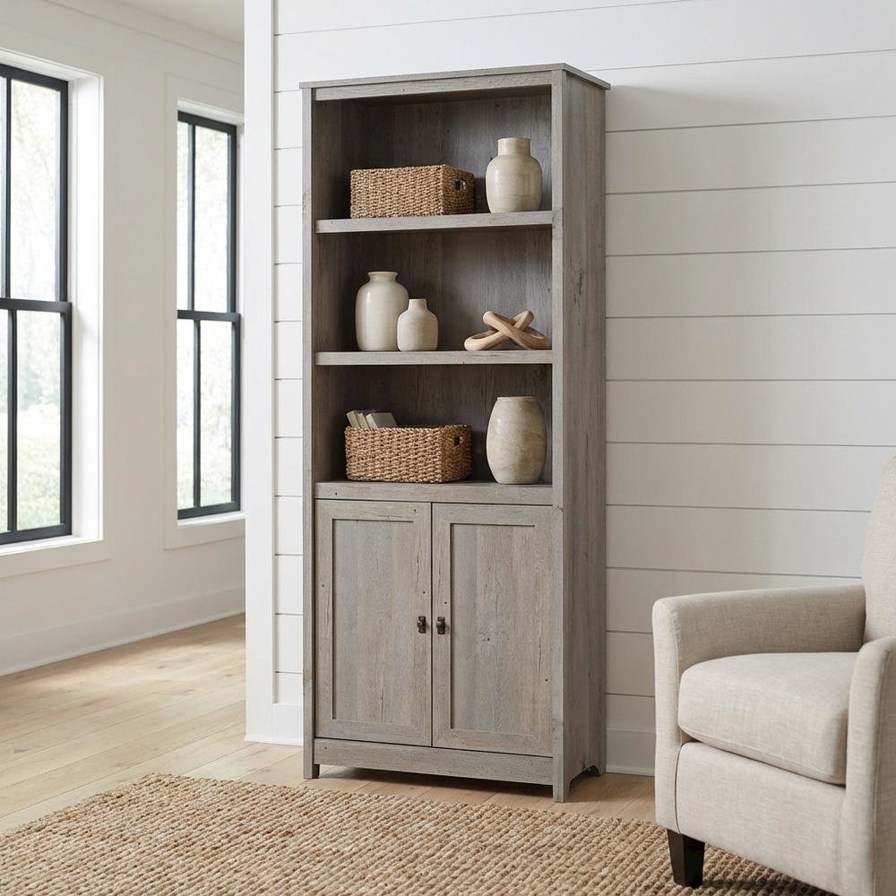 Mystic Oak Finish Bookcase with Rectangle Shape and Coastal Cottage Style
