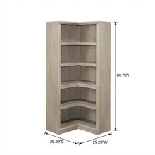 Wooden storage bookcase in chalked chestnut finish with coastal cottage style