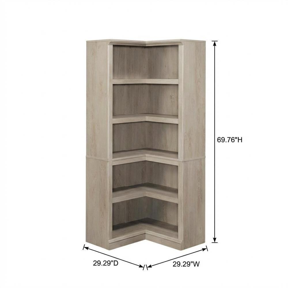 Wooden storage bookcase in chalked chestnut finish with coastal cottage style