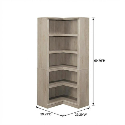 Wooden storage bookcase in chalked chestnut finish with coastal cottage style