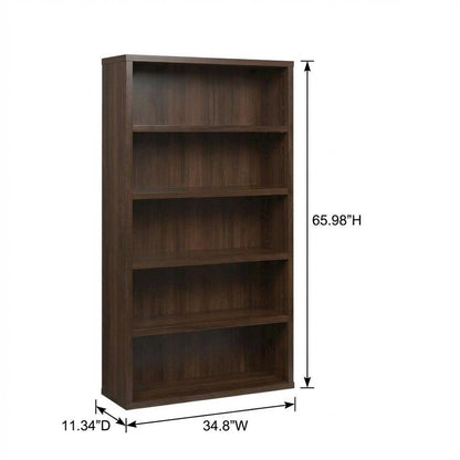 Contemporary Office Bookcase in Noble Elm Finish with Open Shelving
