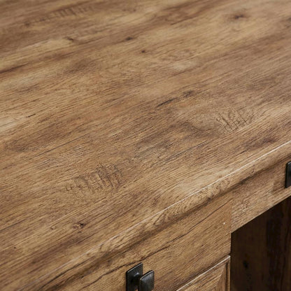 Vintage Oak Finish Modern Farmhouse Executive Desk With Rectangle Top