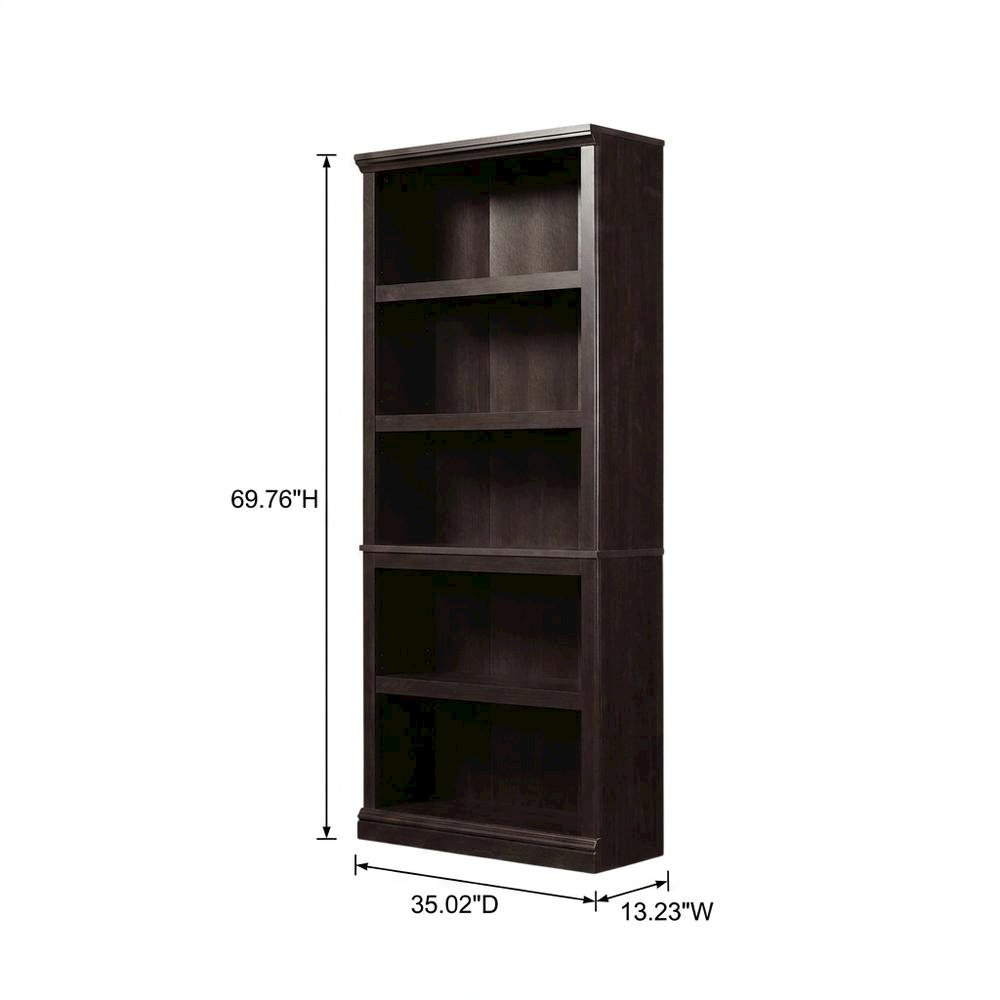 Estate Black Storage Bookcase with Multiple Shelves and Durable Construction