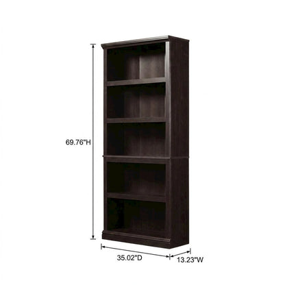 Estate Black Storage Bookcase with Multiple Shelves and Durable Construction