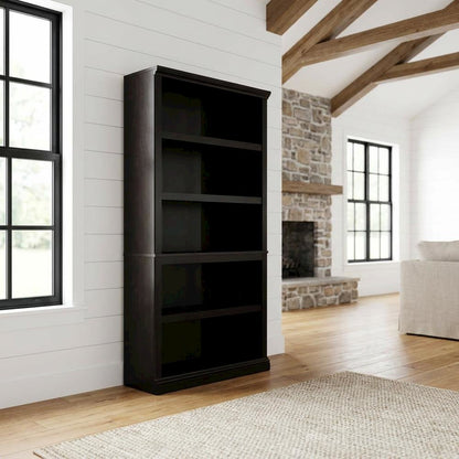 Estate Black Storage Bookcase with Multiple Shelves and Durable Construction