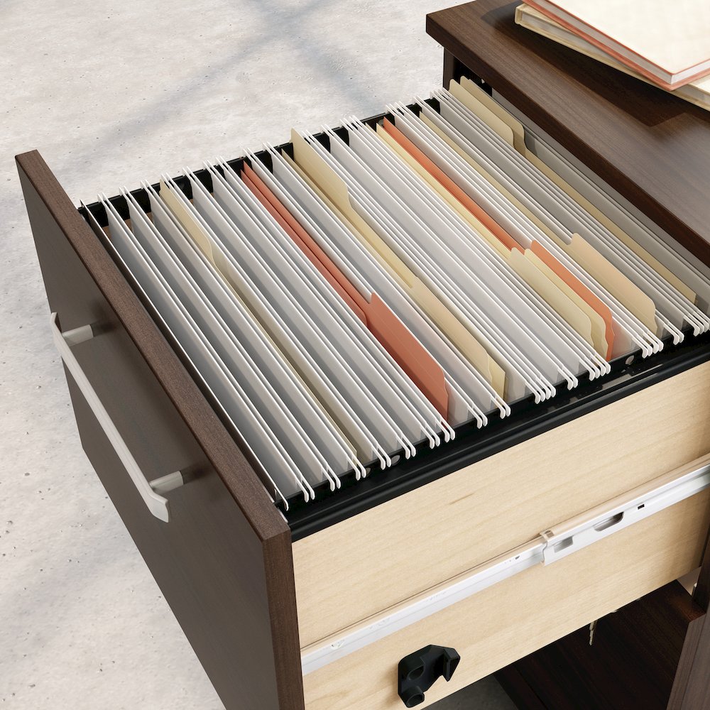 Affirm 72 X 24 Shel 2 Drawer Pedestal Ste, Noble Elm Finish