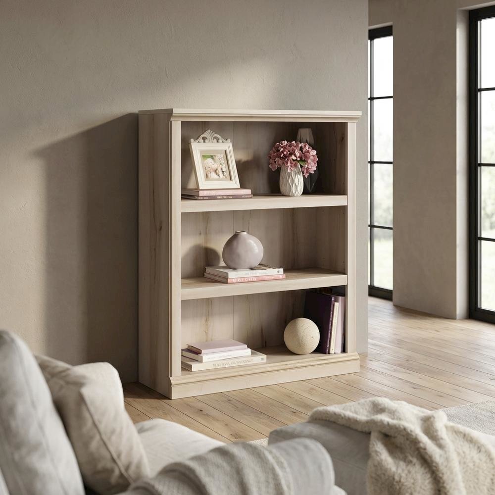 Solid Wood Storage Bookcase in Pacific Maple Finish with Spacious Shelving