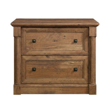 Vintage Oak Finish File Cabinet with Laminated Lateral Design