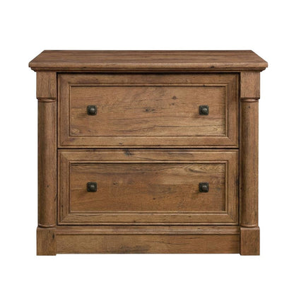 Vintage Oak Finish File Cabinet with Laminated Lateral Design