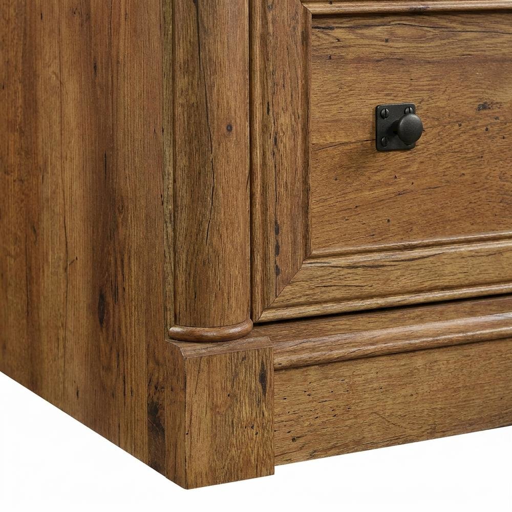 Vintage Oak Finish File Cabinet with Laminated Lateral Design