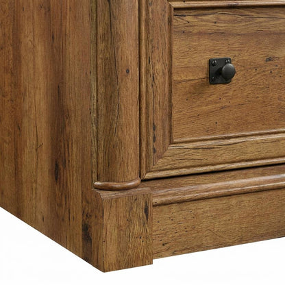 Vintage Oak Finish File Cabinet with Laminated Lateral Design