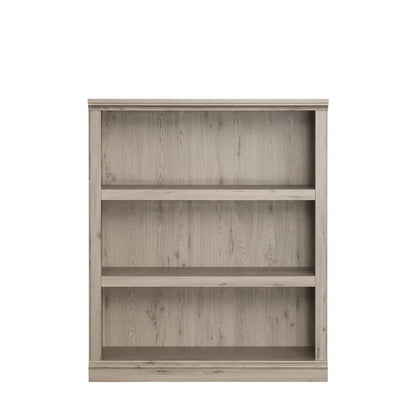 Wooden storage bookcase in oak finish with versatile coastal cottage style