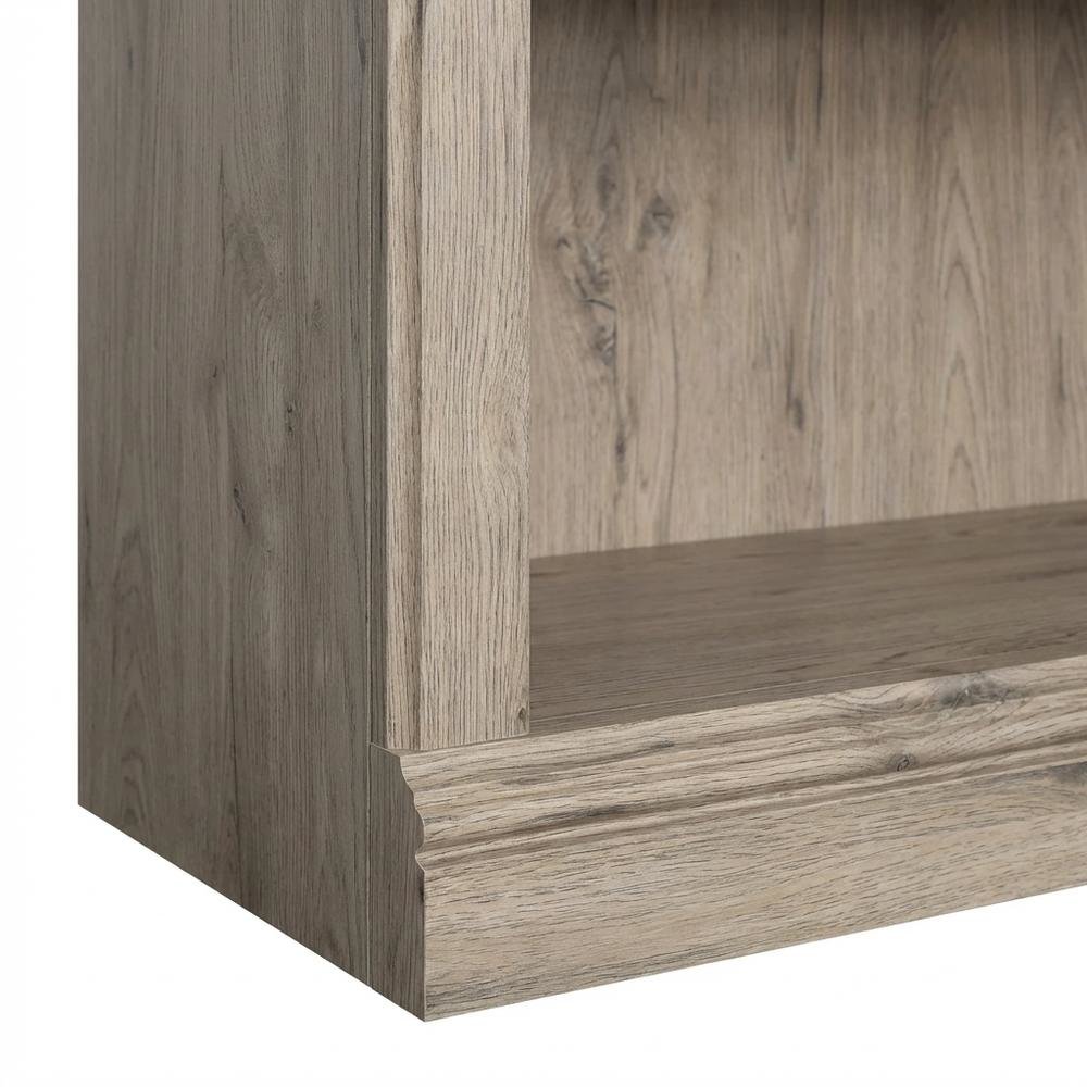 Wooden storage bookcase in oak finish with versatile coastal cottage style