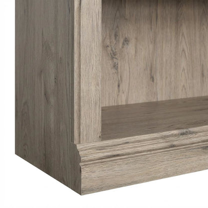 Wooden storage bookcase in oak finish with versatile coastal cottage style