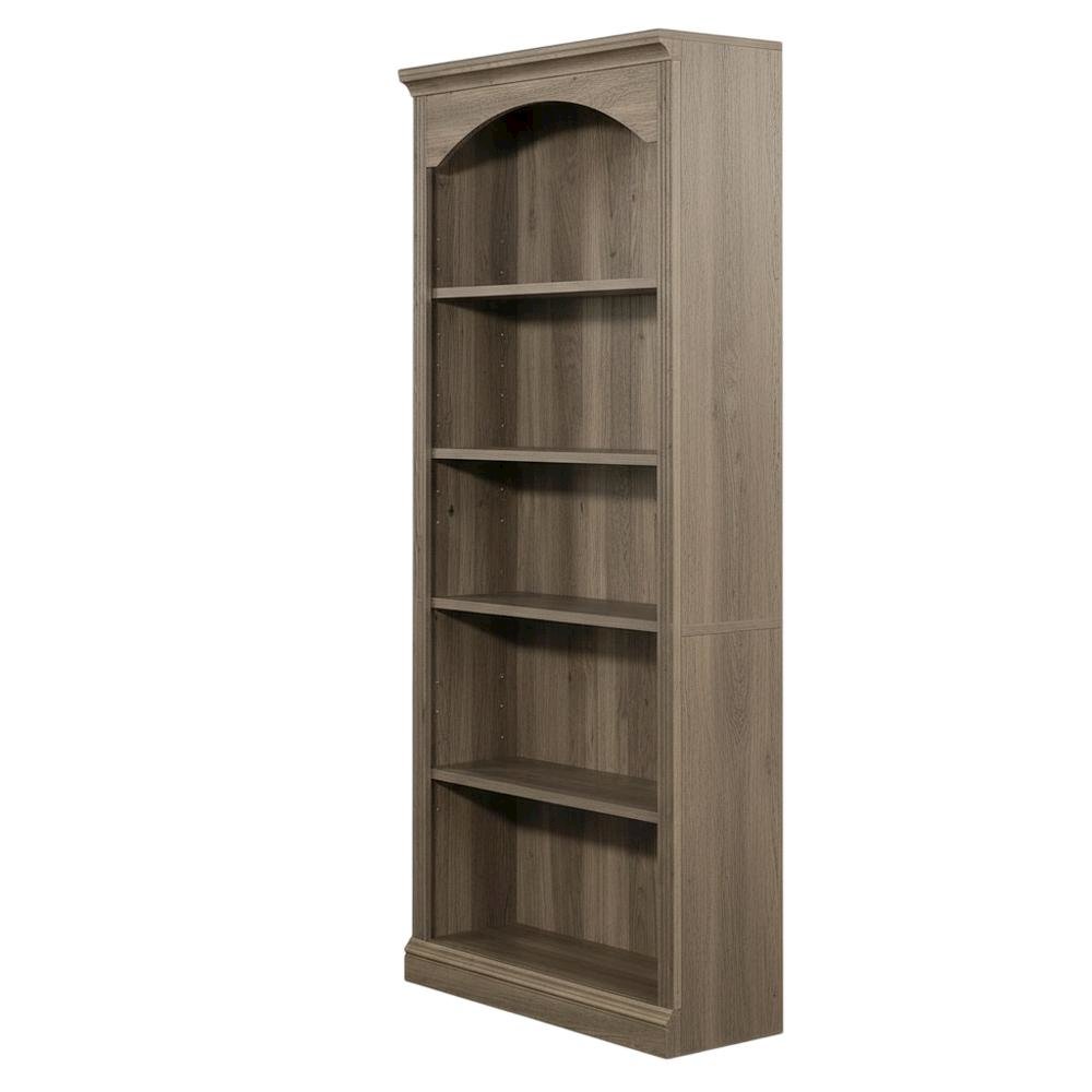 Salt Oak finish bookcase with transitional design, versatile storage solution