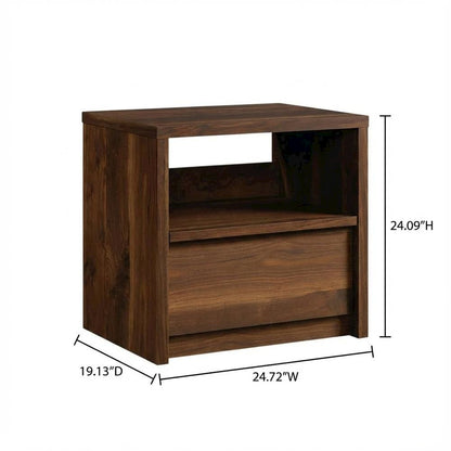 Nightstand with Walnut Finish and Mid-Century Modern Design
