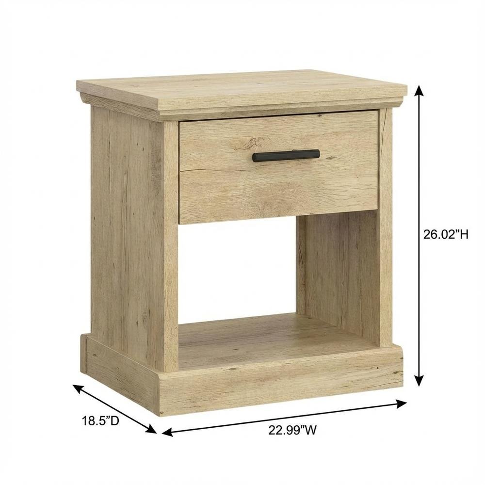 Modern Farmhous Style Night Stand in Oak Finish with Simple Rectangular Design