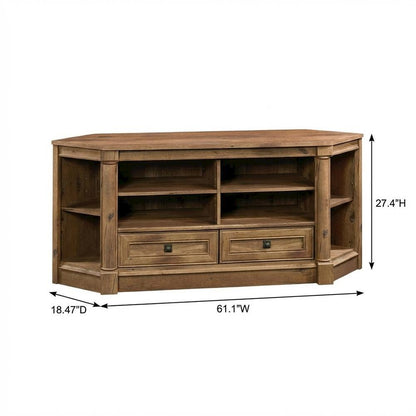 Wood Entertainment Credenza with Vintage Oak Finish for TVs up to 60 inches