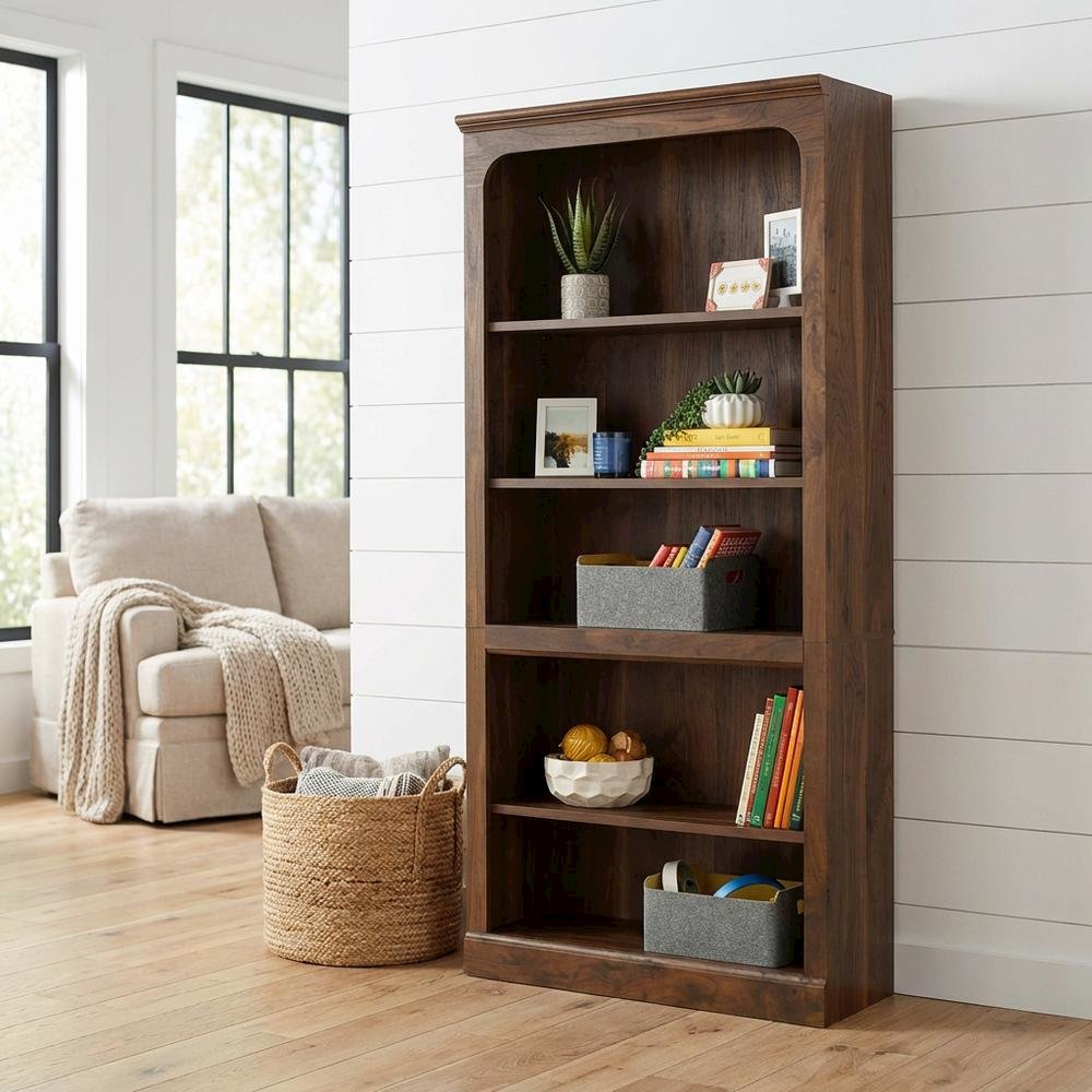Mid-century Modern Storage Bookcase in Walnut Finish