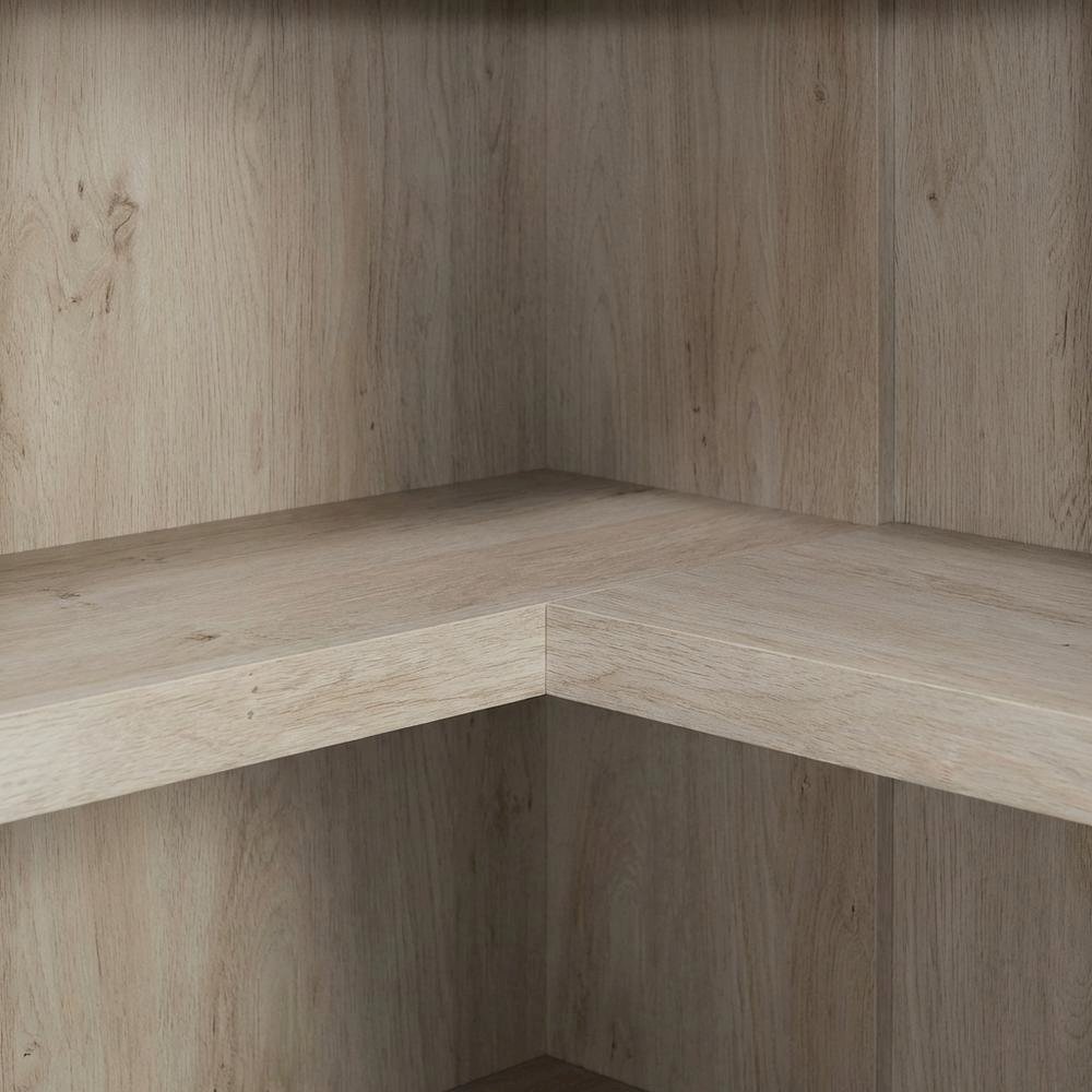 Wooden storage bookcase in chalked chestnut finish with coastal cottage style