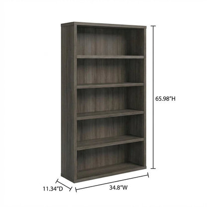 Brown office bookcase with contemporary and transitional style, rectangle design
