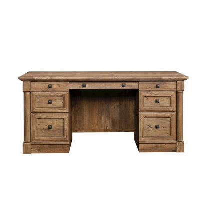 Vintage Oak Finish Modern Farmhouse Executive Desk With Rectangle Top