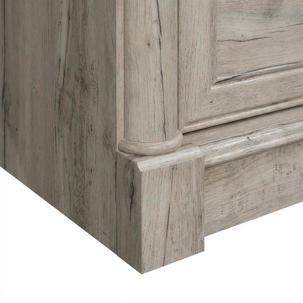 Brown traditional computer desk with rectangle shape and sturdy construction