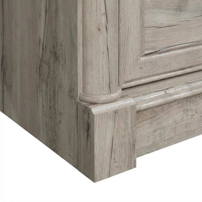 Brown traditional computer desk with rectangle shape and sturdy construction