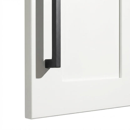 White Storage Cabinet With Soft Finish And Coastal Chic Style