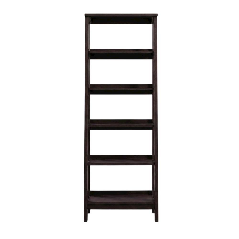 Jamocha Wood Finish Trestle Open Shelving for Modern Storage