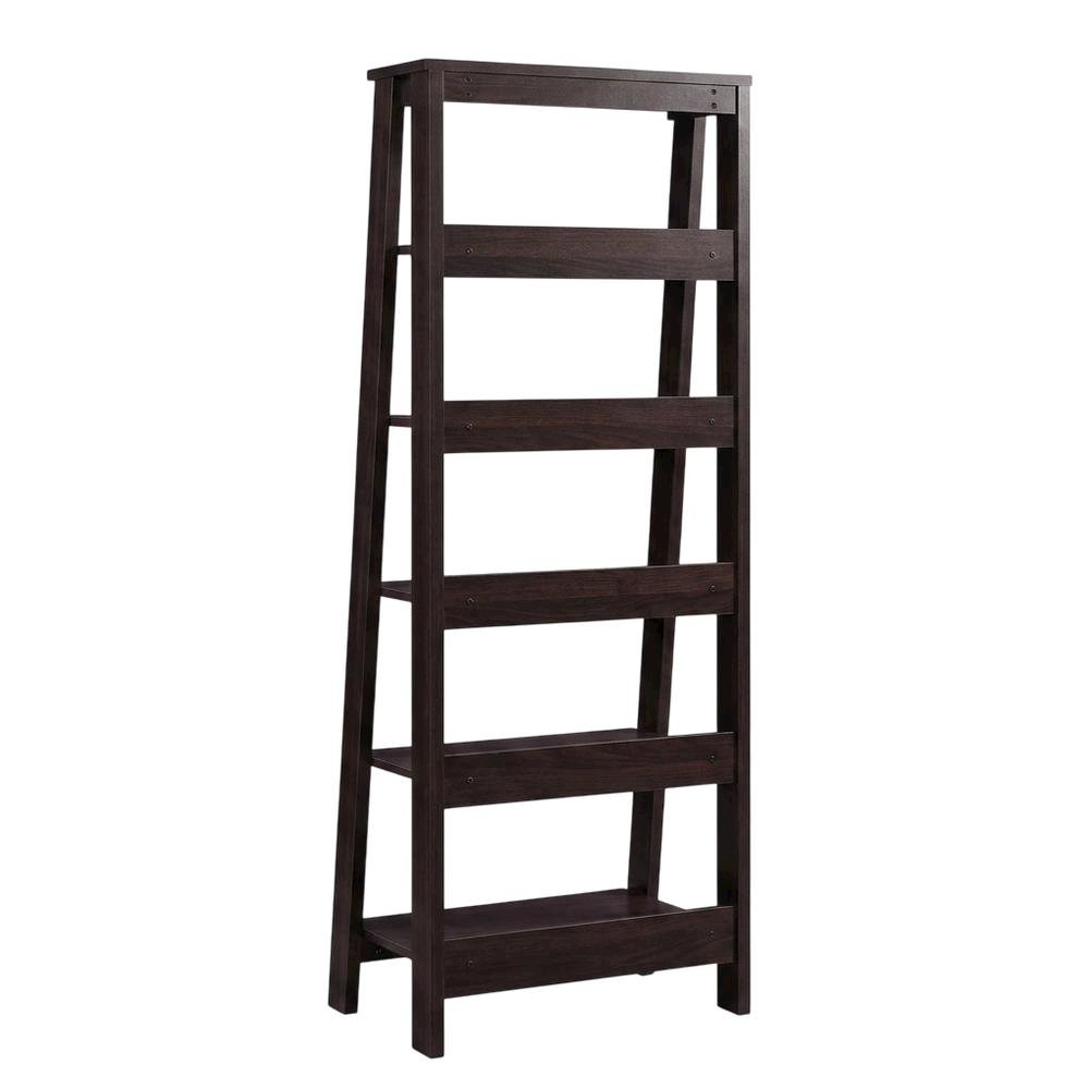 Jamocha Wood Finish Trestle Open Shelving for Modern Storage