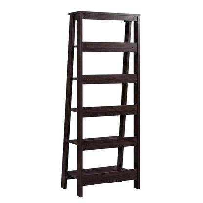 Jamocha Wood Finish Trestle Open Shelving for Modern Storage