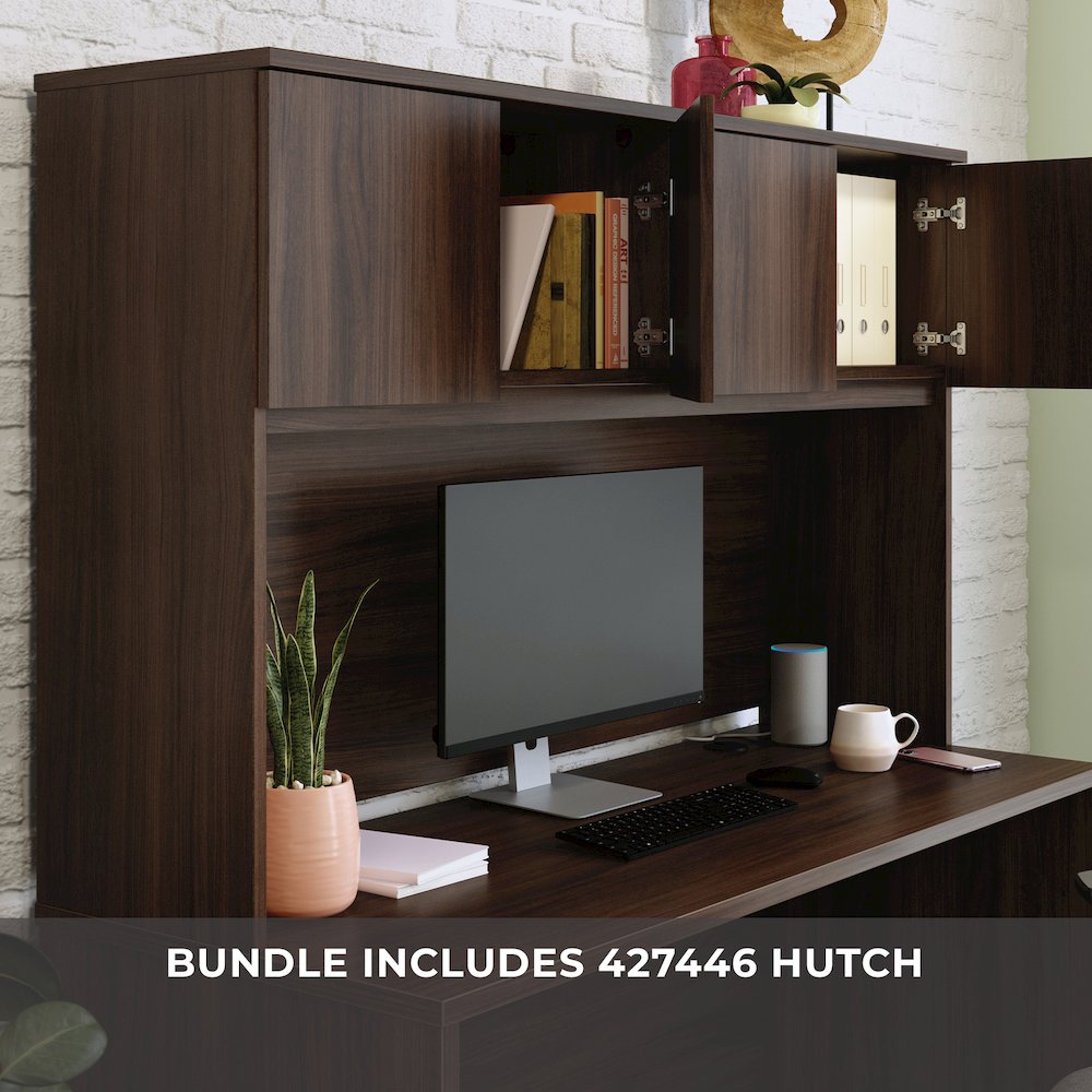 Affirm 60x30 Desk & 60" Hutch, Noble Elm Finish