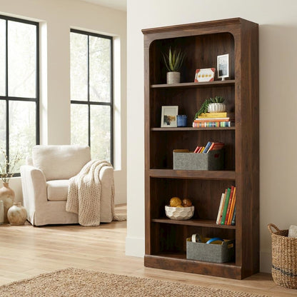 Mid-century Modern Storage Bookcase in Walnut Finish