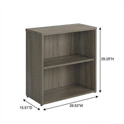 Wood Office Bookcase in Elm Finish with Contemporary Style