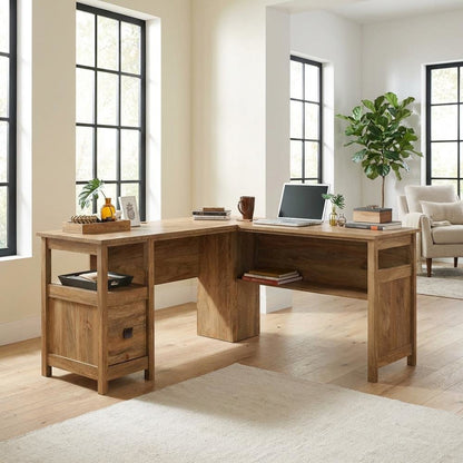Bohemian Modern Farmhouse Blackened Mango Finish Office L Desk