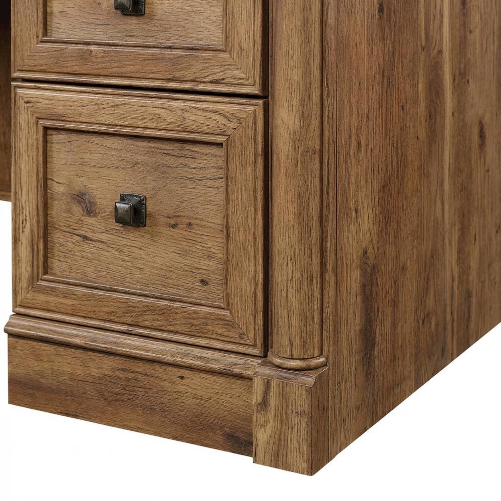 Vintage Oak Finish Modern Farmhouse Executive Desk With Rectangle Top