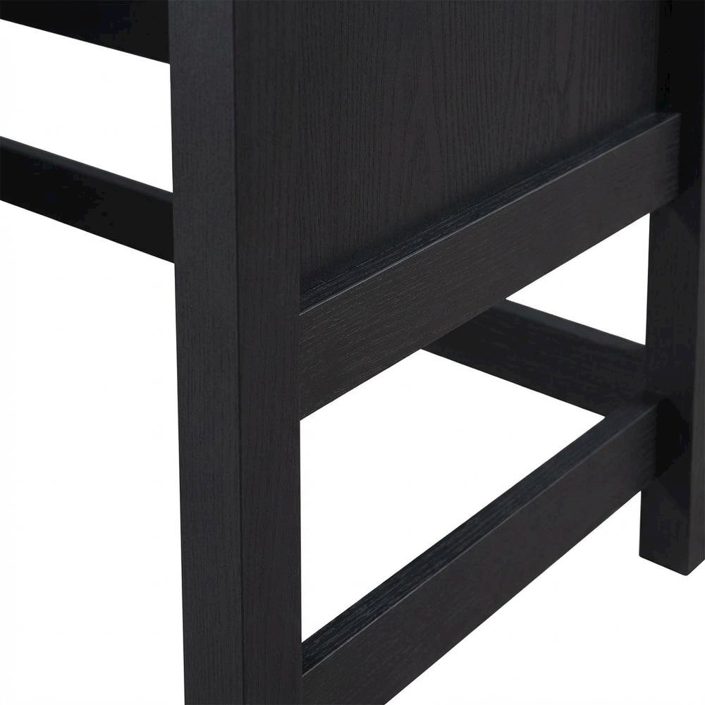 Black Raven Oak Finish L-Shaped Desk With Coastal Cottage Style