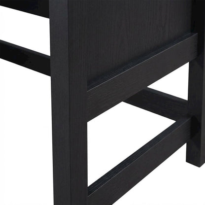 Black Raven Oak Finish L-Shaped Desk With Coastal Cottage Style