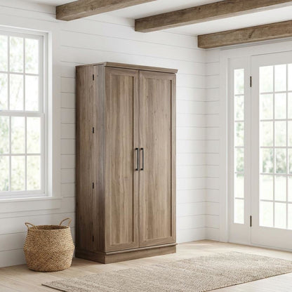 Salt Oak Storage Cabinet With Spacious Interior And Classic Finish
