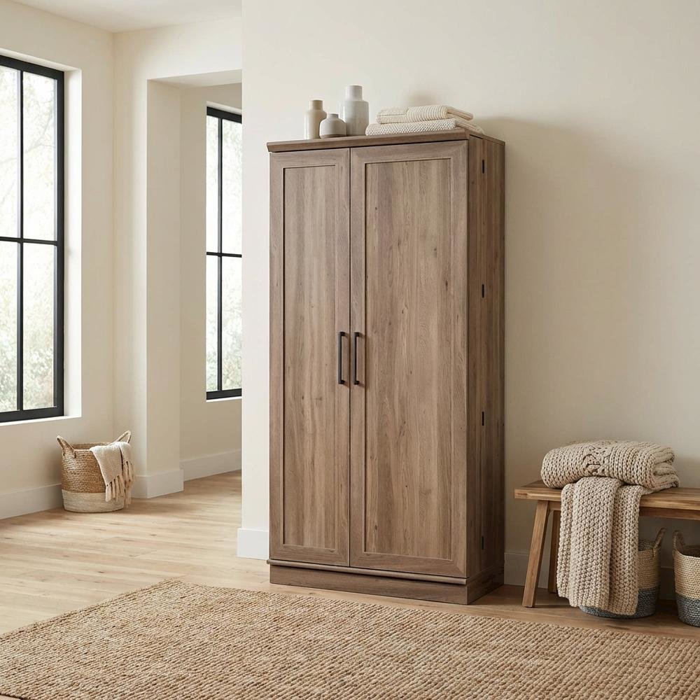 Salt Oak Storage Cabinet With Spacious Interior And Classic Finish