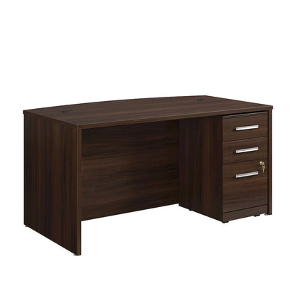 Affirm 60" x 35" 1-File Single Ped Bowfront Desk, Noble Elm Finish