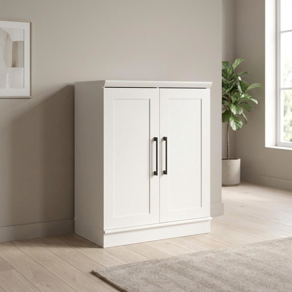 White Finish 37-inch High Storage Cabinet with Base Design